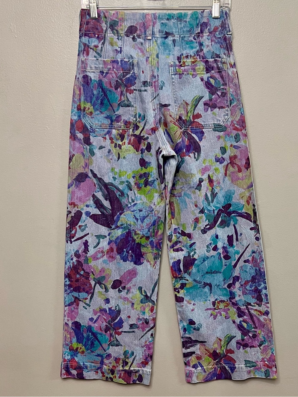 NWOT Anthropologie Maeve Colette High Rise Wide Leg Cropped Jeans Floral Size 27 - Picture 4 of 10